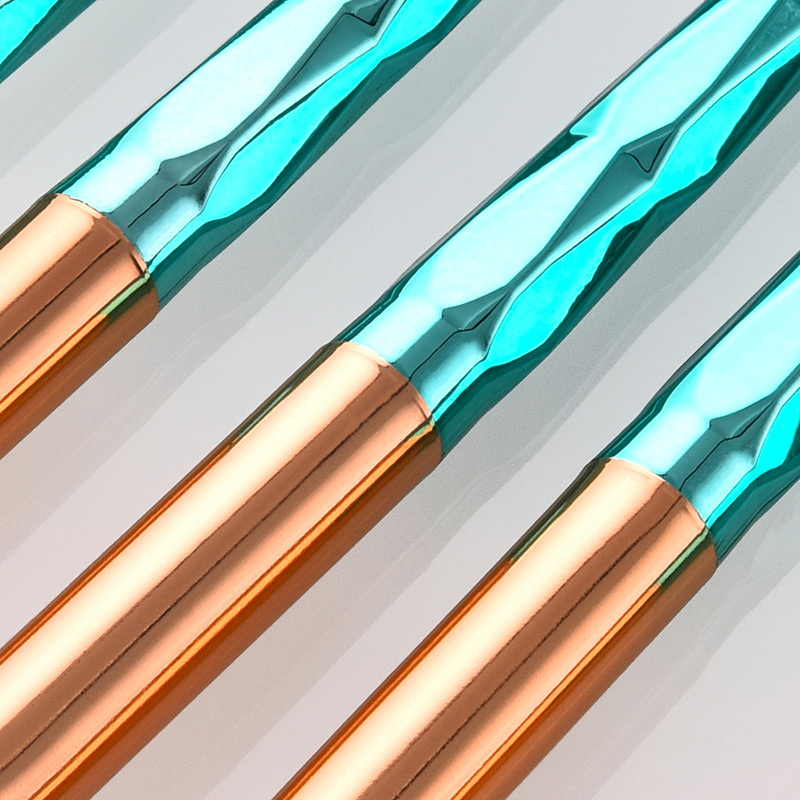 Fashion Blue+green Hooks Shape Decorated Makeup Brush(10 Pcs ),Beauty tools