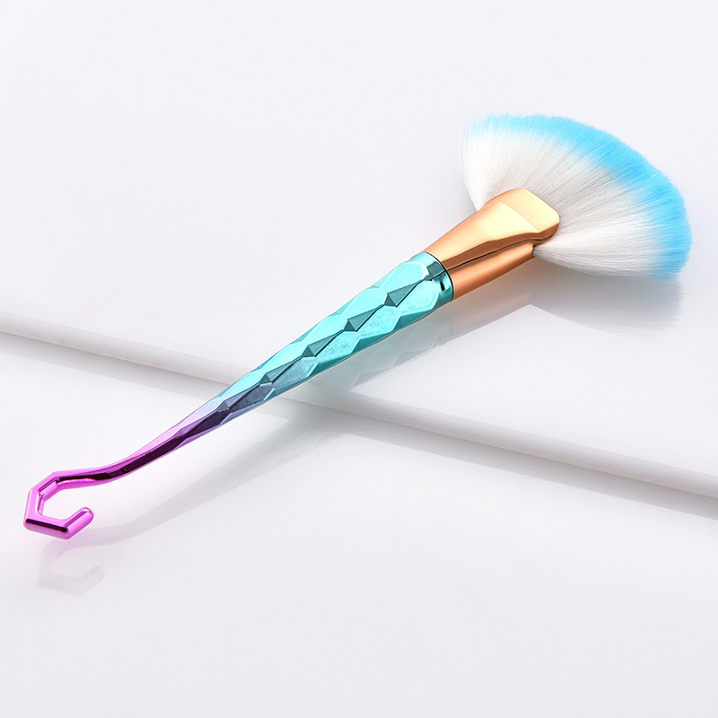 Fashion Blue+white Sector Shape Decorated Makeup Brush,Beauty tools