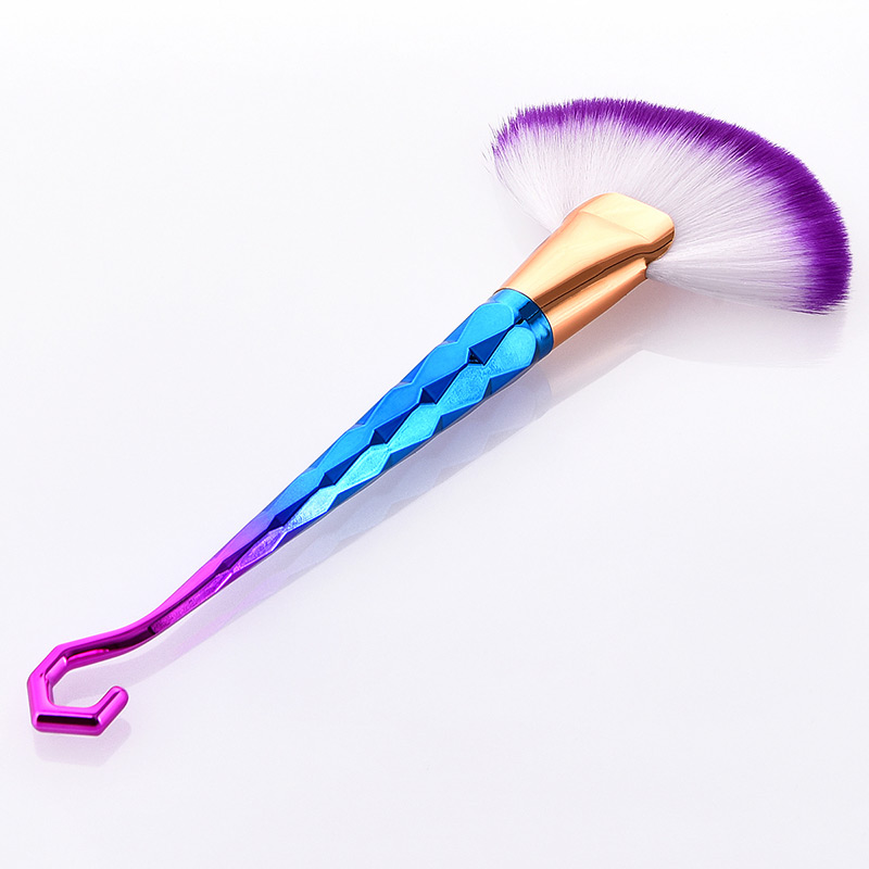 Fashion Blue+purple Sector Shape Decorated Makeup Brush,Beauty tools