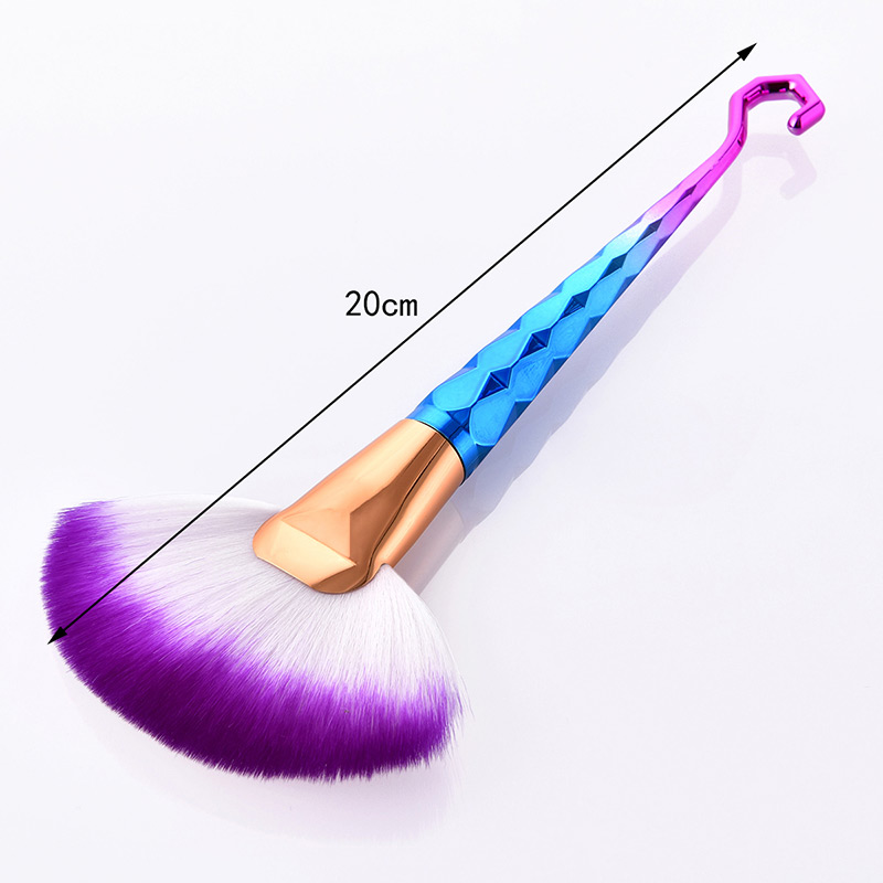Fashion Blue+purple Sector Shape Decorated Makeup Brush,Beauty tools