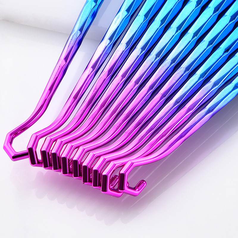 Fashion Blue+purple Hooks Shape Decorated Makeup Brush(10 Pcs ),Beauty tools