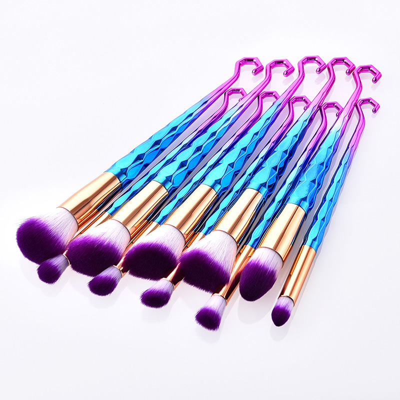 Fashion Purple Sector Shape Decorated Makeup Brush (10 Pcs),Beauty tools