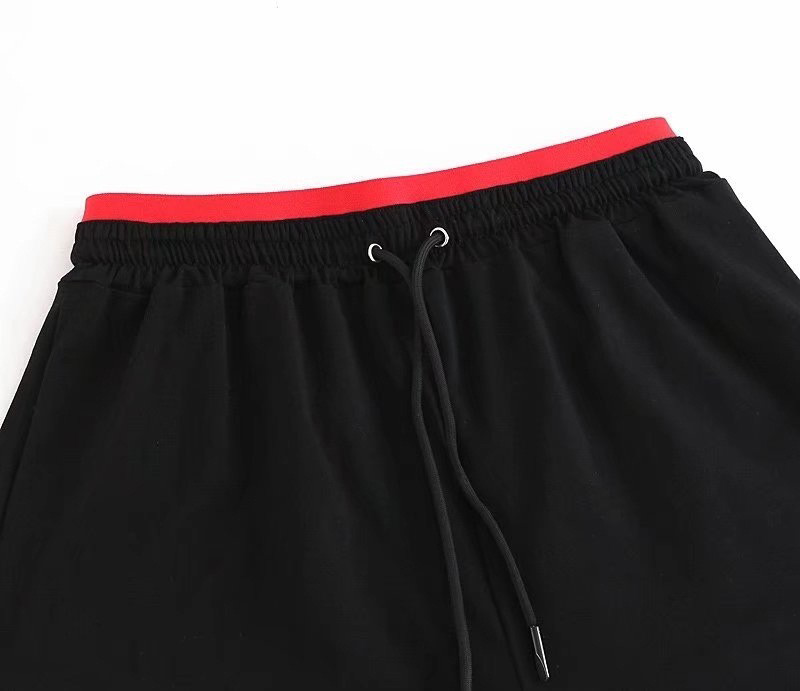 Fashion Black Color Matching Decorated Shorts,Shorts