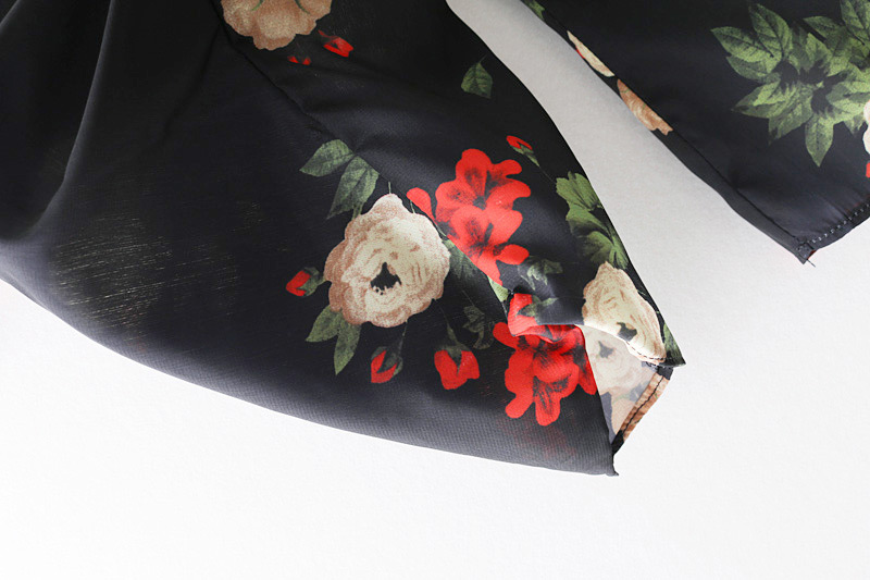 Fashion Black Flower Pattern Decorated Shirt,Sunscreen Shirts