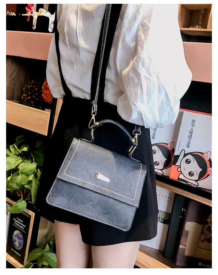 Fashion Gray Square Shape Decorated Shoulder Bag,Handbags