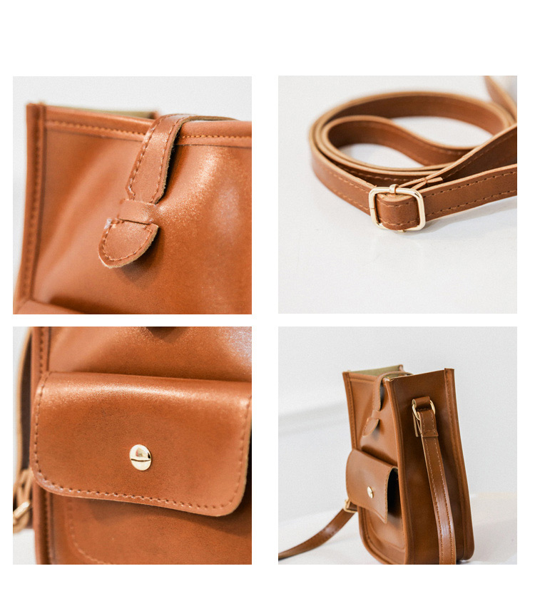Fashion Light Brown Pure Color Decorated Shoulder Bag,Shoulder bags