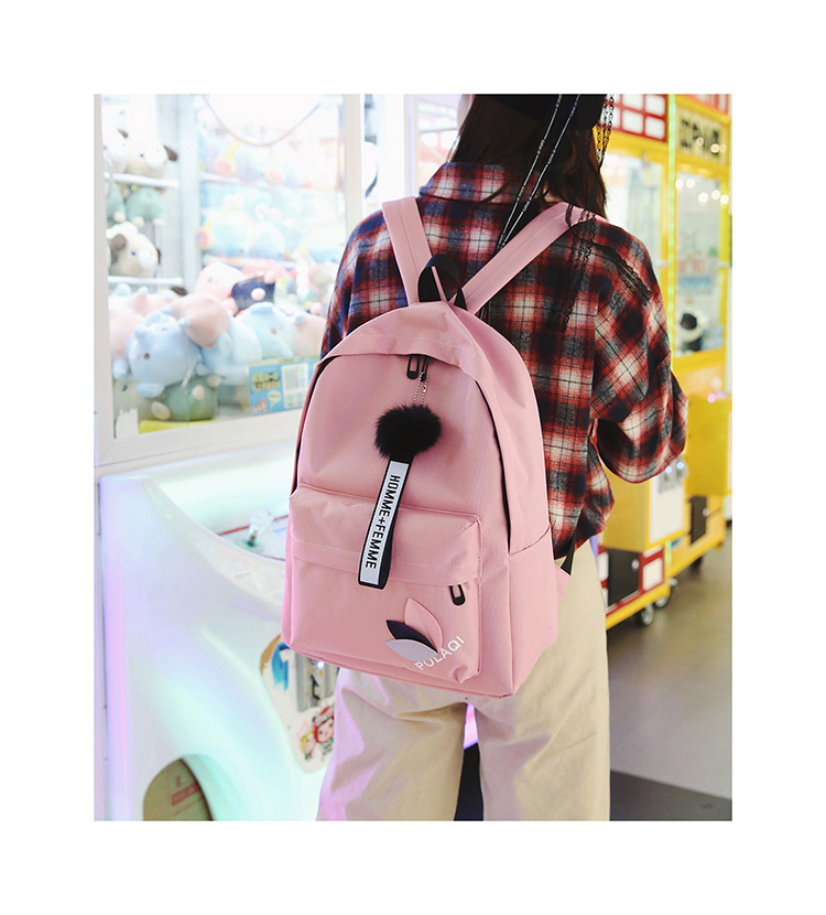 Fashion Light Green Pom Ball Decorated Backpack,Backpack