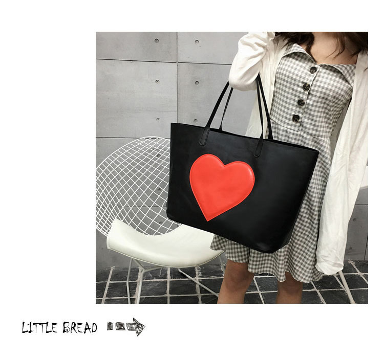 Fashion Black Heart Pattern Decorated Shoulder Bag (2 Pcs ),Messenger bags