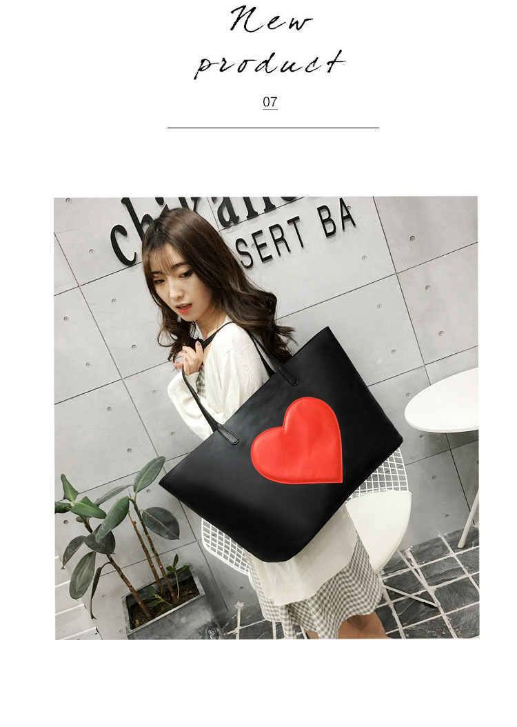 Fashion Black Heart Pattern Decorated Shoulder Bag (2 Pcs ),Messenger bags