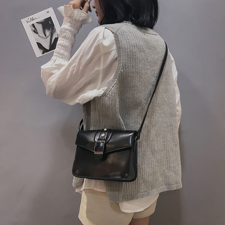 Vintage Black Square Shape Decorated Shoulder Bag,Shoulder bags