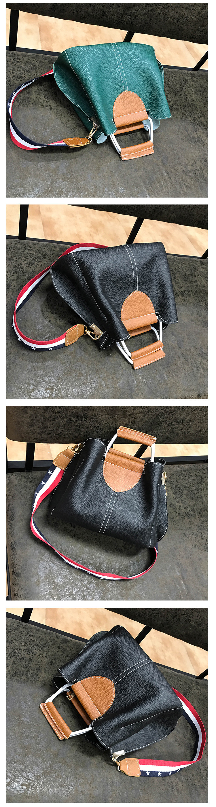 Fashion Black Pure Color Decorated Handbag,Handbags