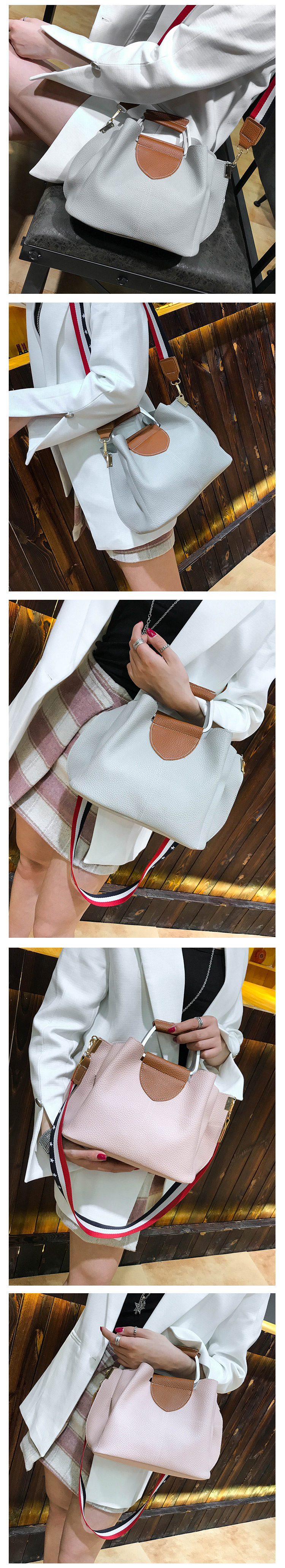 Fashion Gray Pure Color Decorated Handbag,Handbags