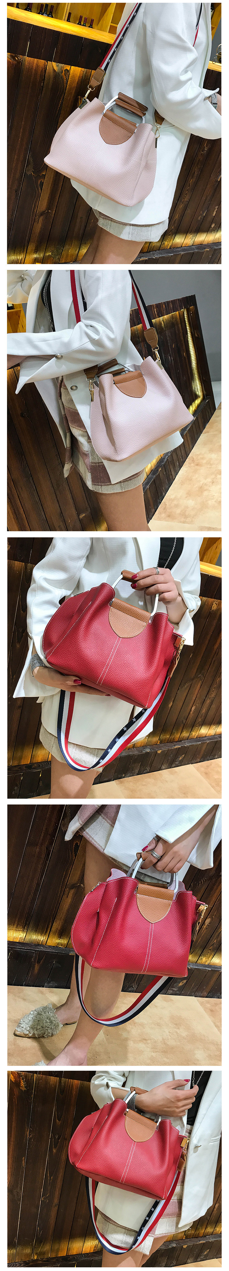 Fashion Red Pure Color Decorated Handbag,Handbags