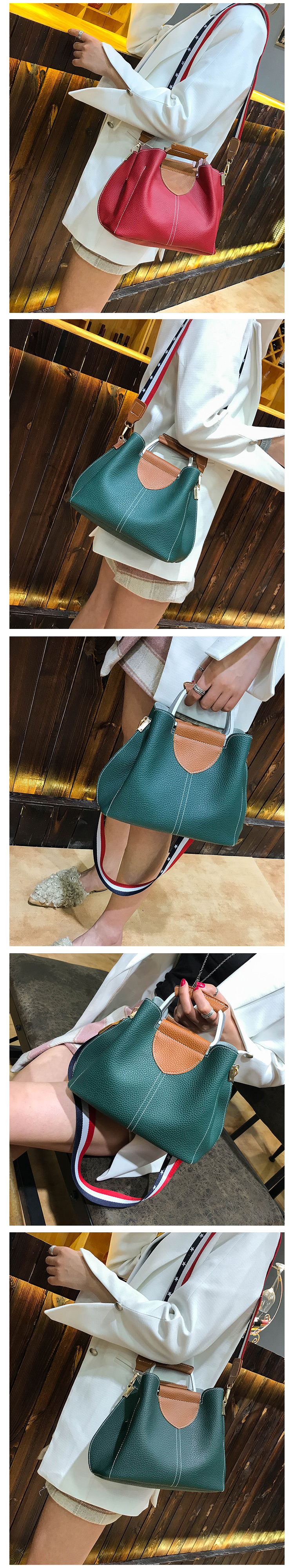 Fashion Green Pure Color Decorated Handbag,Handbags