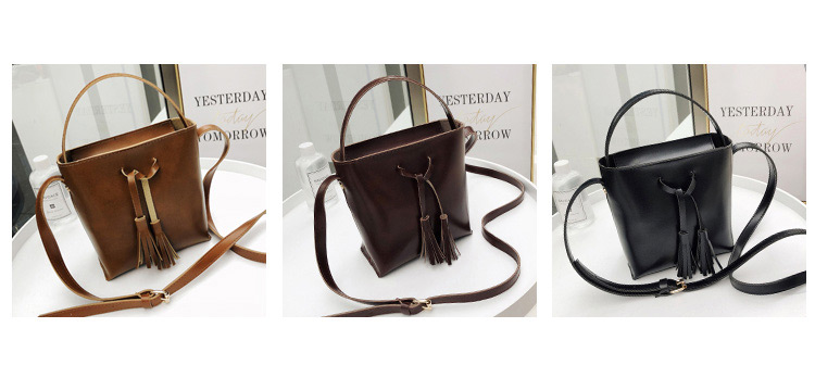 Fashion Dark Brown Tassel Decorated Shoulder Bag,Handbags