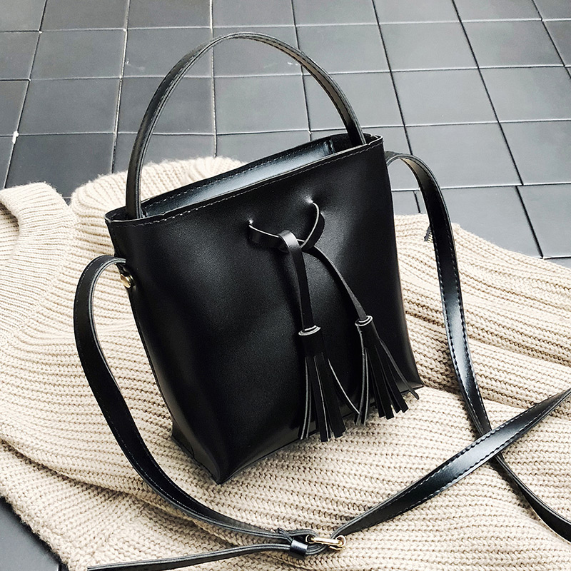Fashion Black Tassel Decorated Shoulder Bag,Handbags