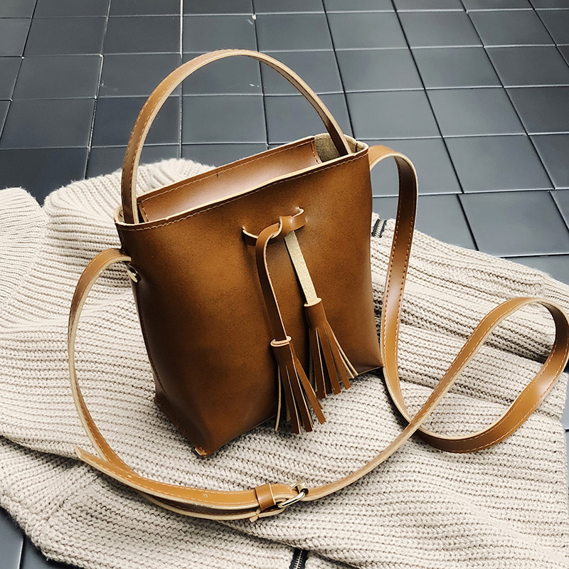 Fashion Light Brown Tassel Decorated Shoulder Bag,Handbags