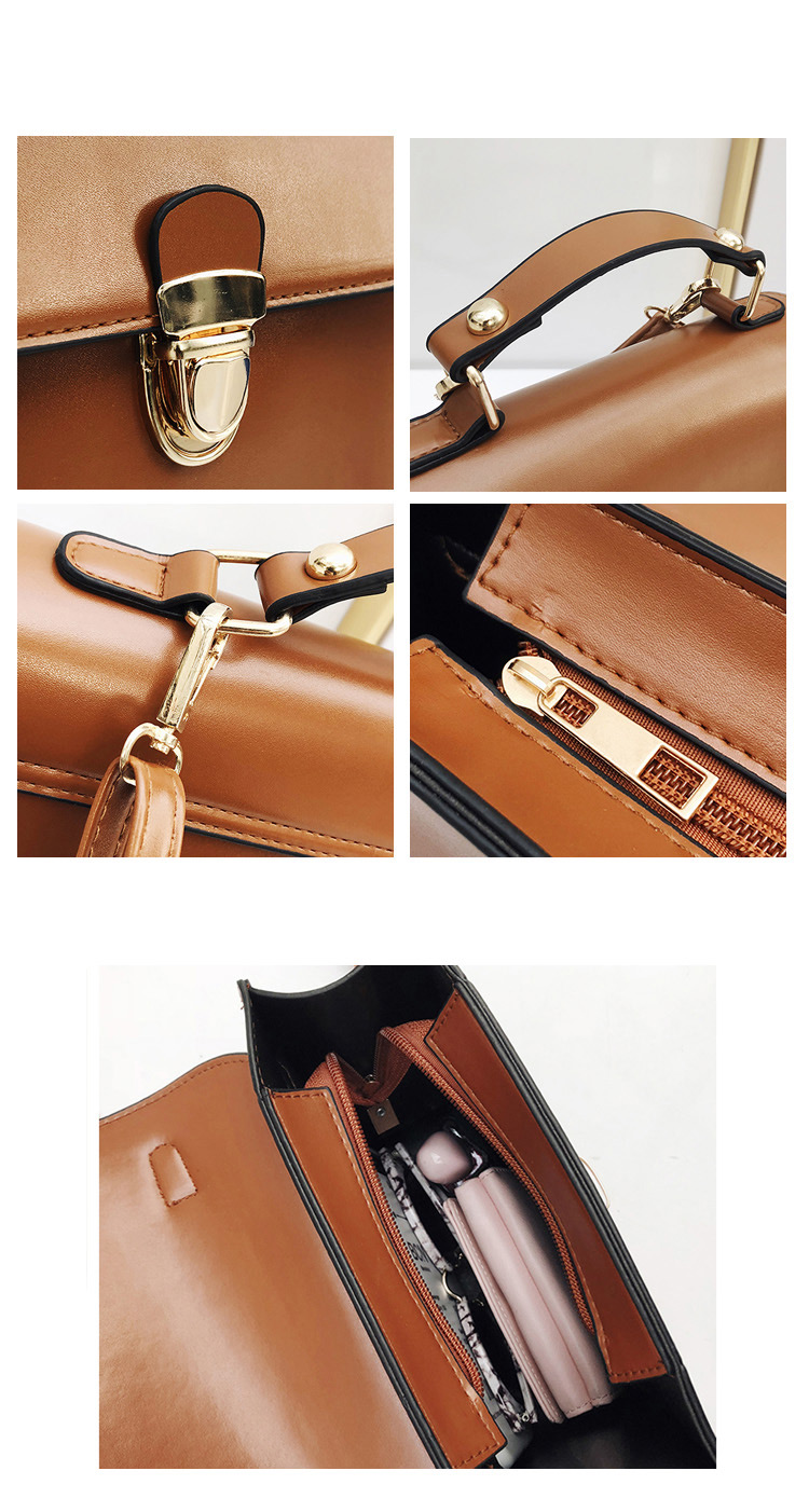 Fashion Light Brown Buckle Decorated Shoulder Bag,Handbags