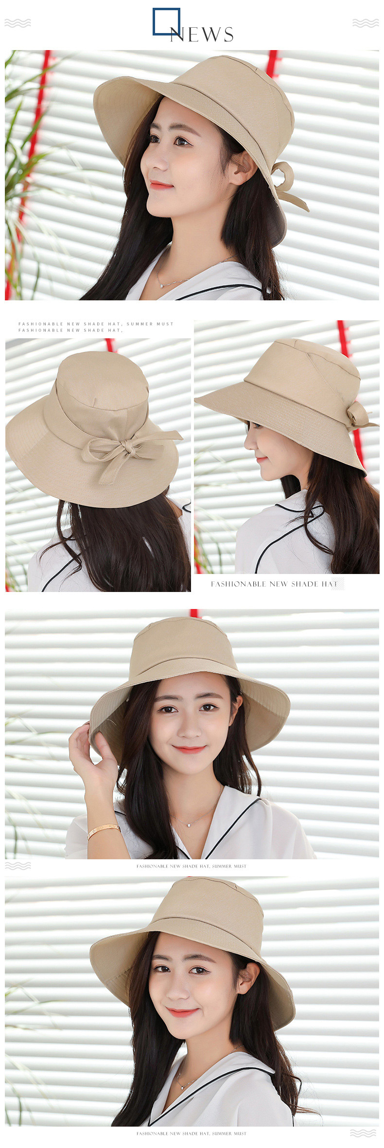 Trendy Red Bowknot Design Pure Color Beach Hat,Sun Hats