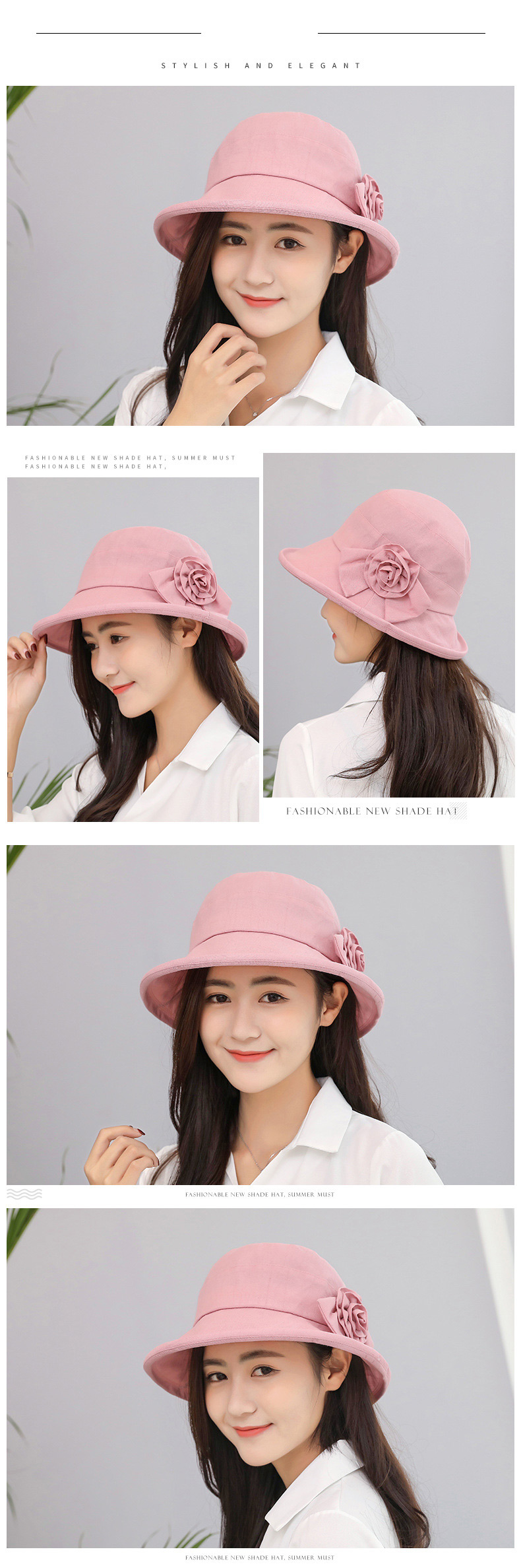 Trendy Khaki Flower Decorated Pure Color Sun Hat,Sun Hats