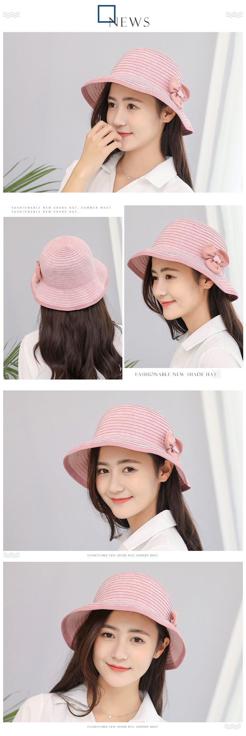 Trendy Pink Flower Decorated Simple Fishman Hat,Sun Hats