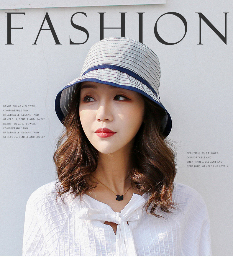 Trendy Beige Stripe Pattern Decorated Sunshade Hat,Sun Hats