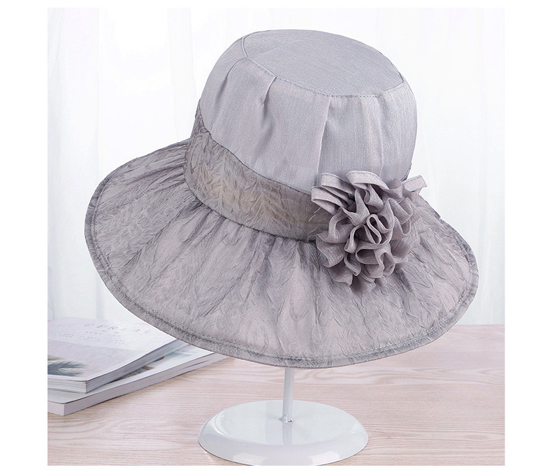 Trendy Gray Flower Decorated Simple Sunshade Hat,Sun Hats