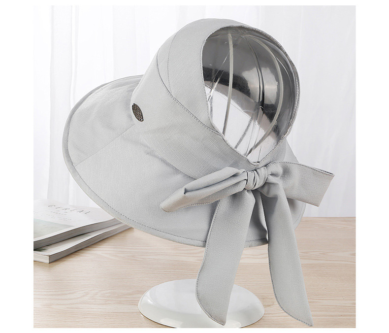 Trendy Gray Pure Color Decorated Sunshade Hat,Sun Hats