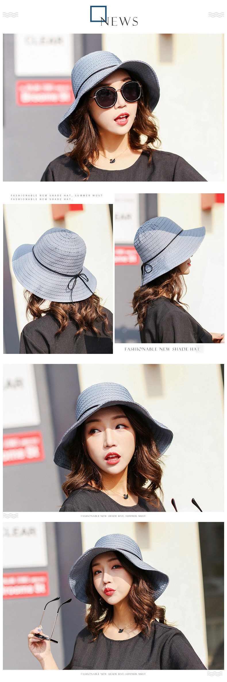 Trendy Gray Pure Color Design Foldable Sunshade Hat,Sun Hats