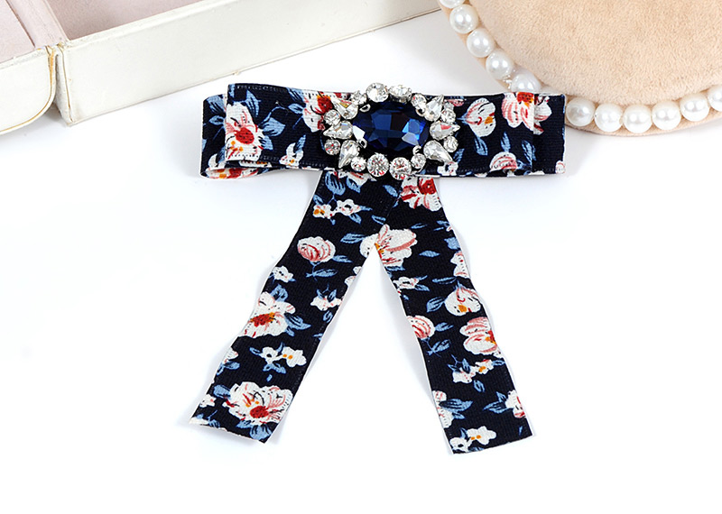 Fashion Navy Flower Pattern Decorated Bowknot Brooch,Korean Brooches