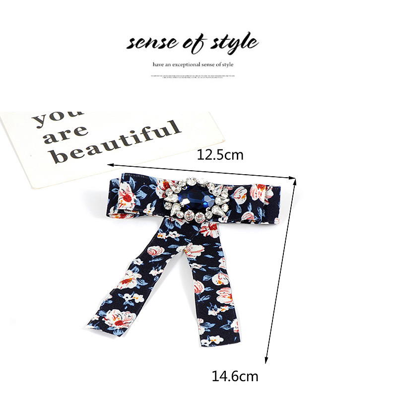 Fashion Navy Flower Pattern Decorated Bowknot Brooch,Korean Brooches