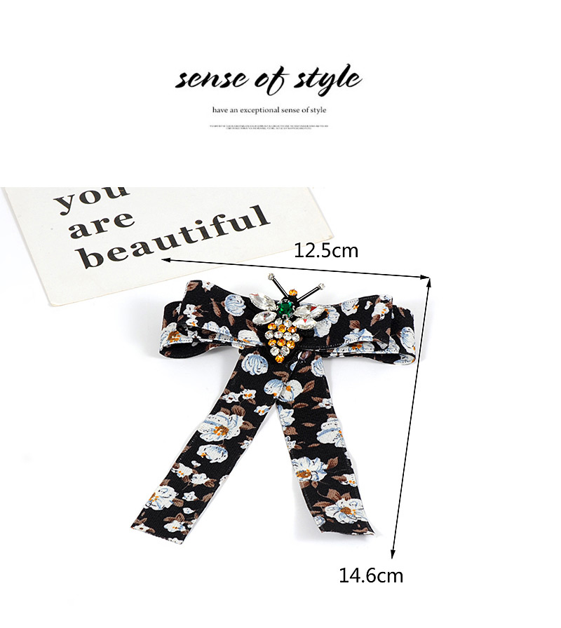 Fashion Black Flower Pattern Decorated Bowknot Brooch,Korean Brooches