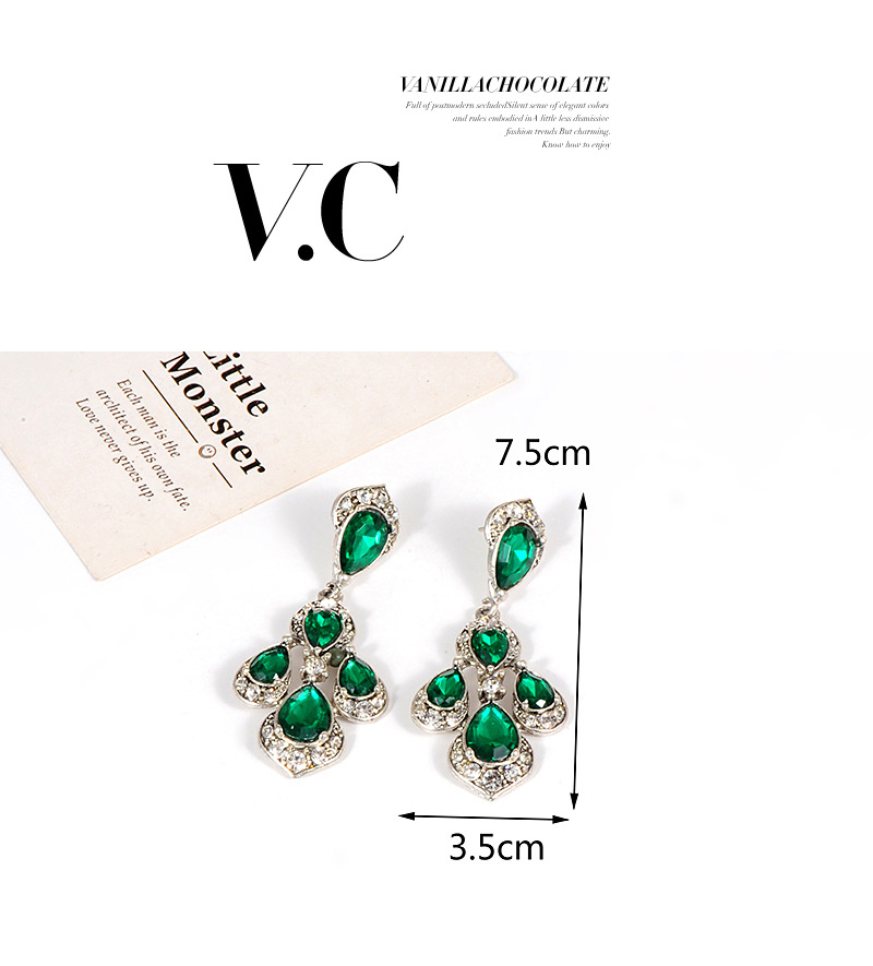 Fashion Green Water Drop Shape Decorated Earrings,Drop Earrings