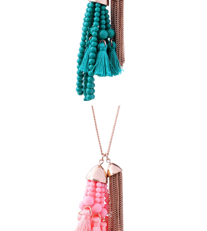 Fashion Green Tassel Decorated Earrings,Beaded Necklaces