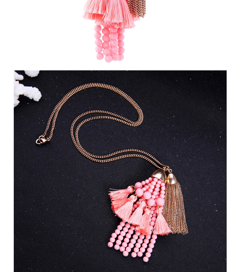 Fashion Pink Tassel Decorated Earrings,Beaded Necklaces