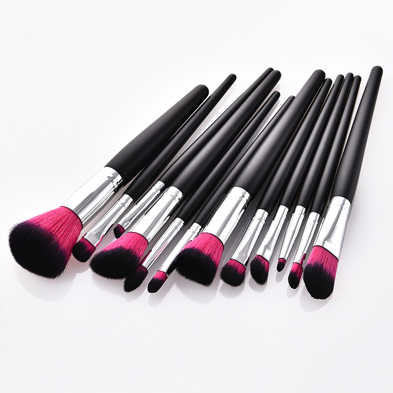Fashion Pink+black Color Matching Design Cosmetic Brush(12pcs),Beauty tools