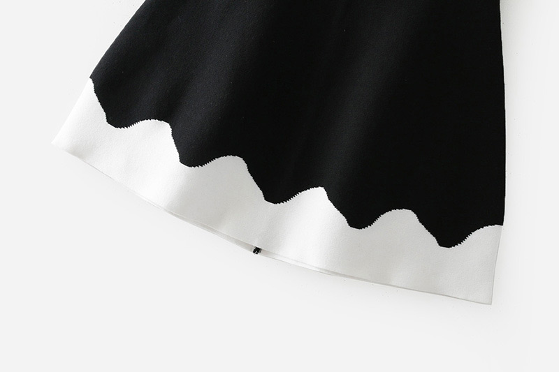 Fashion White+black Color Matching Decorated Skirt,Skirts