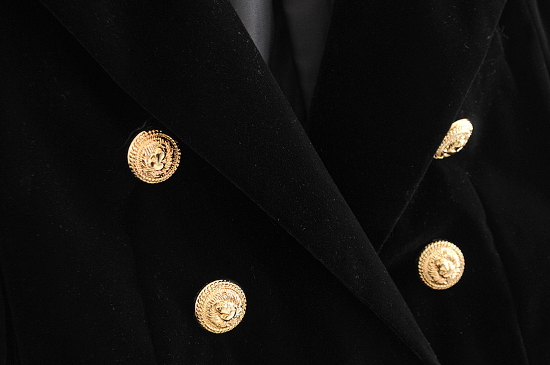 Fashion Black Pure Color Decorated Long Sleeves Coat,Coat-Jacket