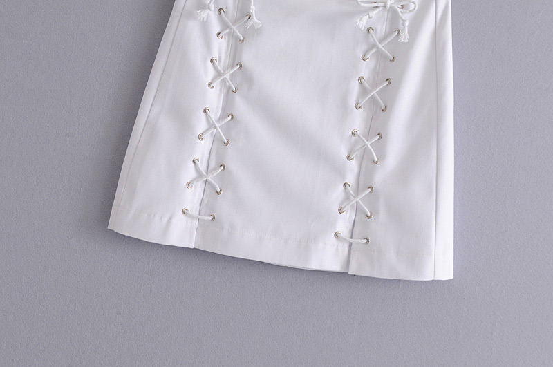Fashion White Pure Color Decorated Bandage Design Skirt,Skirts