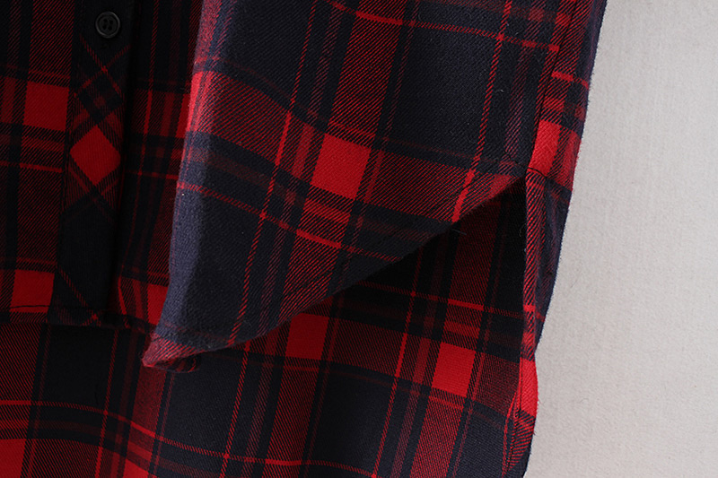 Fashion Red Grid Pattern Decorated Long Sleeves Coat,Coat-Jacket