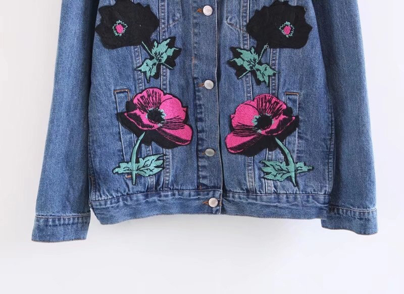 Fashion Blue Butterfly&flower Decorated Coat,Coat-Jacket