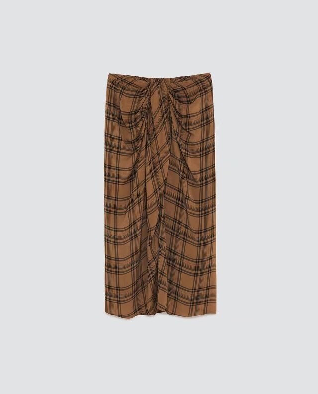 Fashion Brown Grid Pattern Decorated Long Pants,Skirts