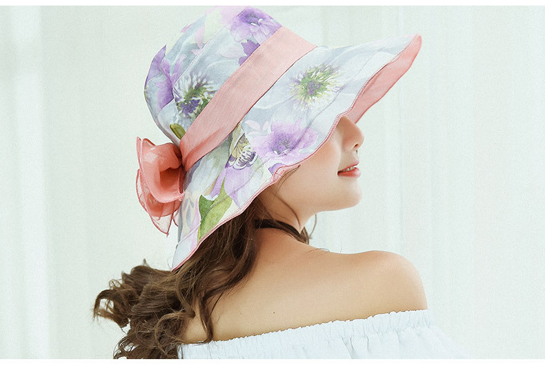 Fashion Beige Flowers Pattern Decorated Sun Hat,Sun Hats