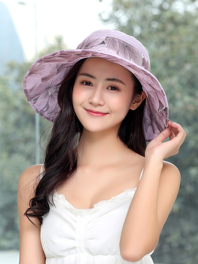Fashion Pink Bowknot Decorated Foldable Sun Hat,Sun Hats