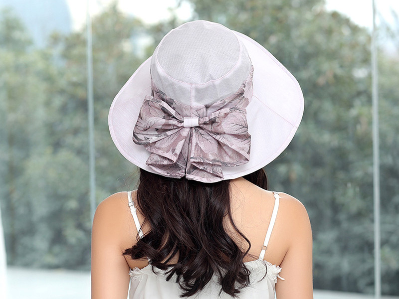Fashion Purple Bowknot Decorated Foldable Sun Hat,Sun Hats