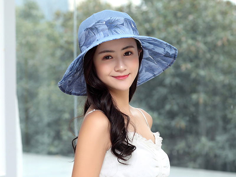 Fashion Blue Bowknot Decorated Foldable Sun Hat,Sun Hats