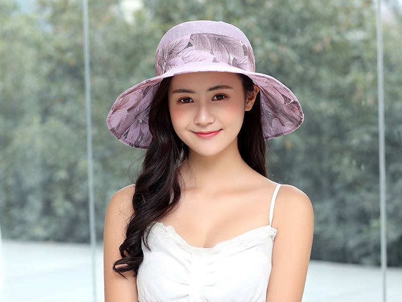 Fashion Pink Bowknot Decorated Foldable Sun Hat,Sun Hats