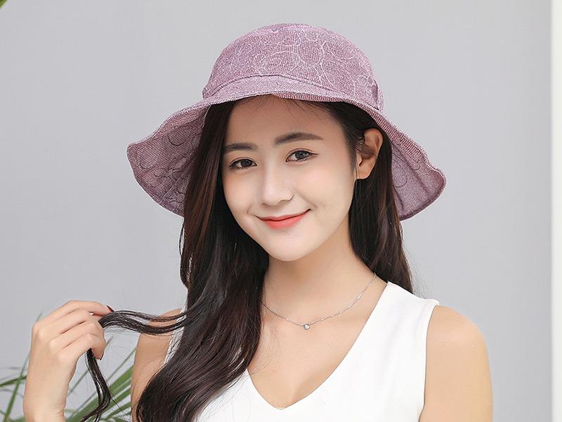 Fashion Purple Pure Color Decorated Foldable Sun Hat,Sun Hats