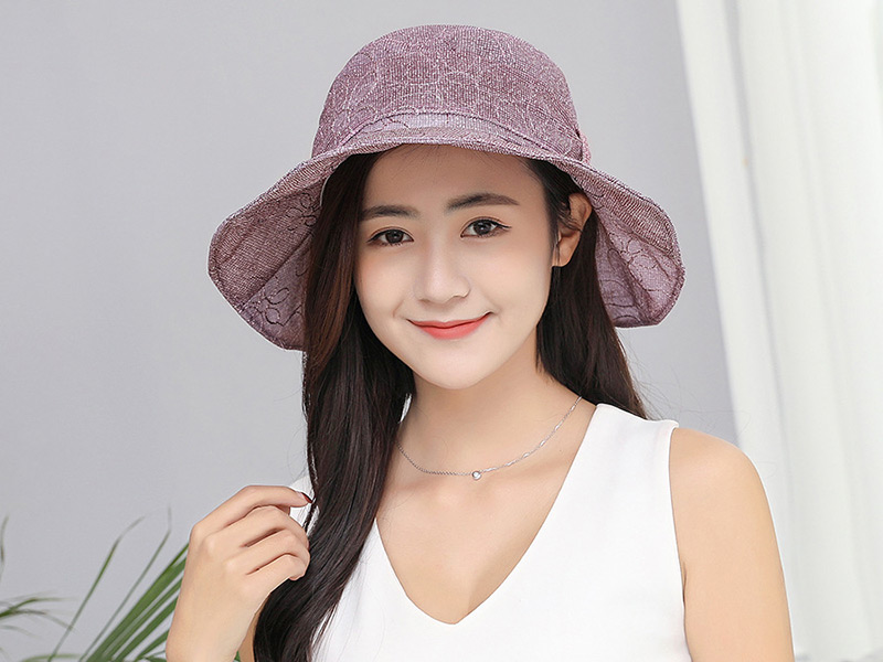 Fashion Blue Pure Color Decorated Foldable Sun Hat,Sun Hats