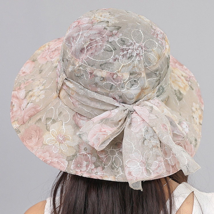Fashion Khaki Lace Design Foldable Anti-ultraviolet Hat,Sun Hats